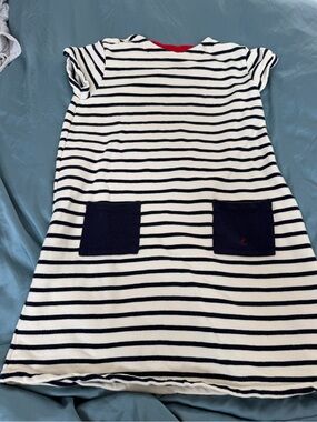 Striped Navy & White Kids Dress with Patch Pockets